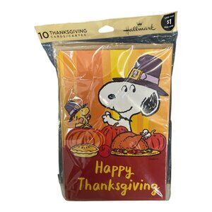 2 Packs Hallmark Thanksgiving Cards – Peanuts Snoopy & Turkey Designs – 10 & 6 C